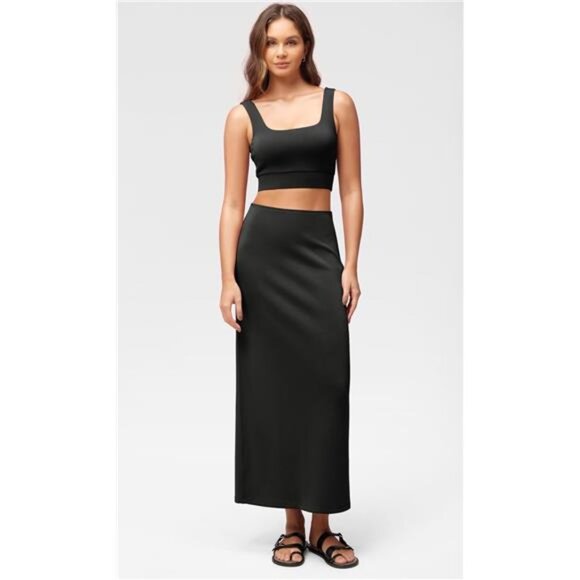 Soft Maxi Skirt, Casual Long Pencil Skirts Black - Picture 2 of 5